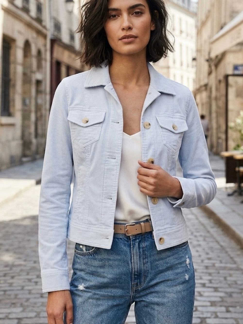 Theory Light Blue Corduroy Jean Jacket size S